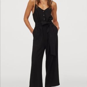NWT- H&M Linen Blend Jumpsuit- Black